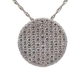 18k Gold Diamond Pavé Disc Necklace