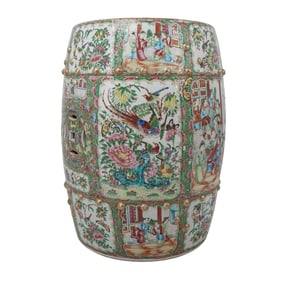 Chinese Porcelain Rose Medallion Garden Stool