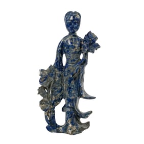 Chinese Carved Lapis Lazuli Figural Guan Yin Figure