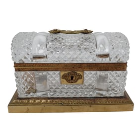 Antique French Baccarat Cut Crystal Casket Box