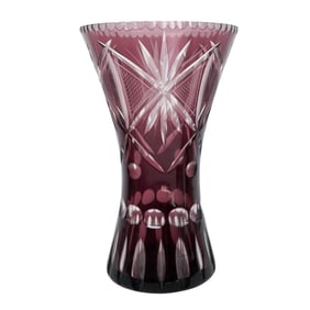 Large Bohemian Crystal Cut Vase