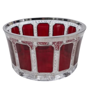 Imperial Bohemian Cut Glass and Silver Rimmed Bowl