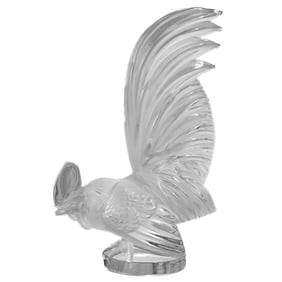 Lalique Crystal Coq Nain" Rooster Mascot Hood Ornament