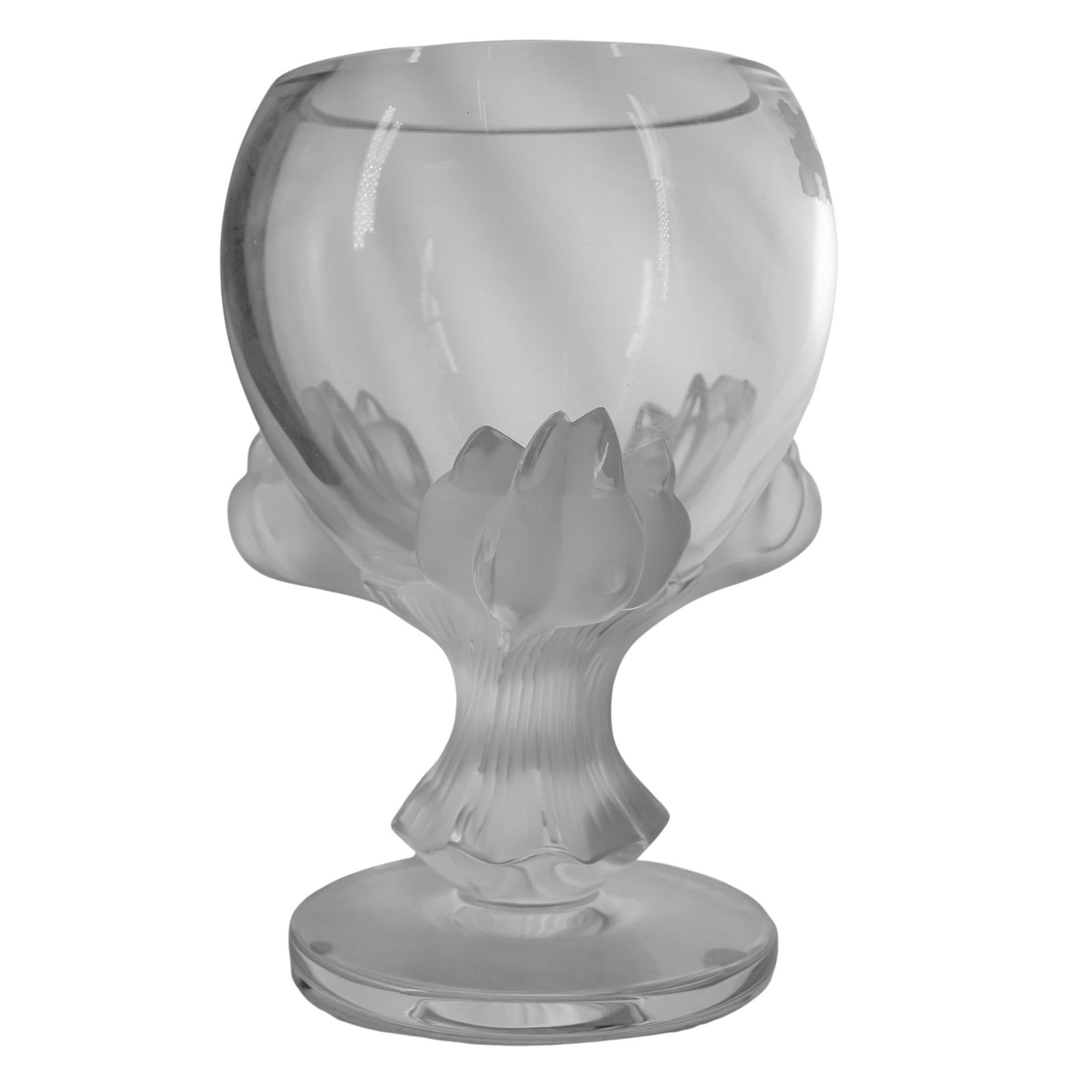 Lalique "Bagheera" Frosted and Clear Crystal Glass Footed Bowl (1 of 7)