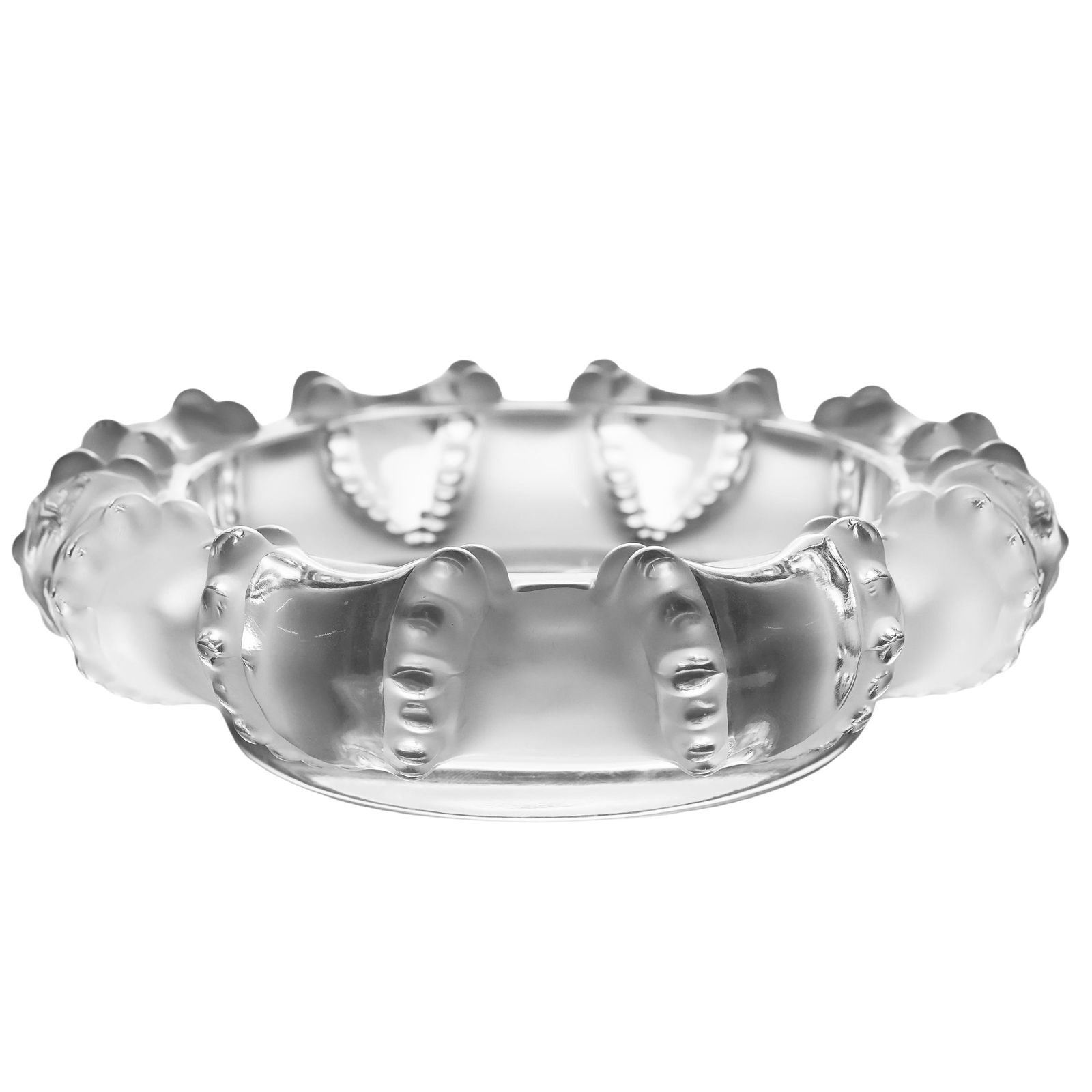 Lalique Crystal "Cannes" Ashtray: Lalique Crystal "Cannes" Ashtray20th century, FranceA vintage Lalique "Cannes" ashtray. Sides are carved with frosted glass octopus tentacle rests. Marked on bottom with a Lalique marking and "France"