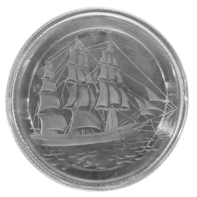 Lalique Crystal Sailing Ship Ashtray