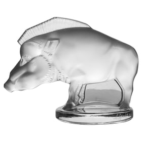 Lalique Crystal "Sanglier" Boar Car Mascot