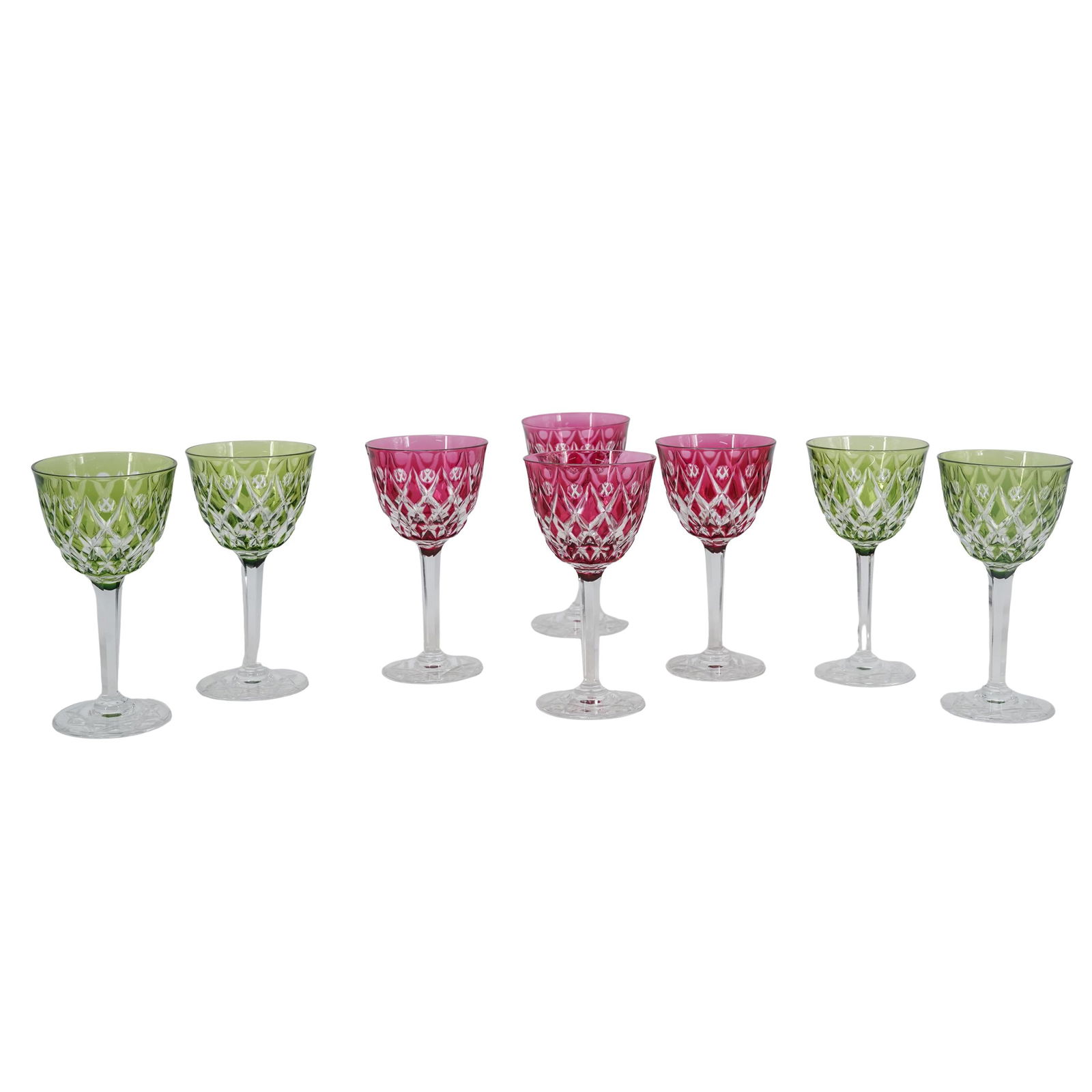 (9 pcs) Val St Lambert Style Cut Crystal Cordial Glasses (1 of 6)