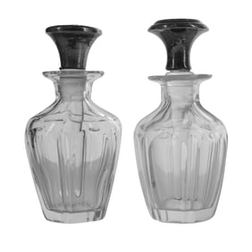 (2pc) Gorham Sterling Silver Mounted Cut Glass Perfume Bottles