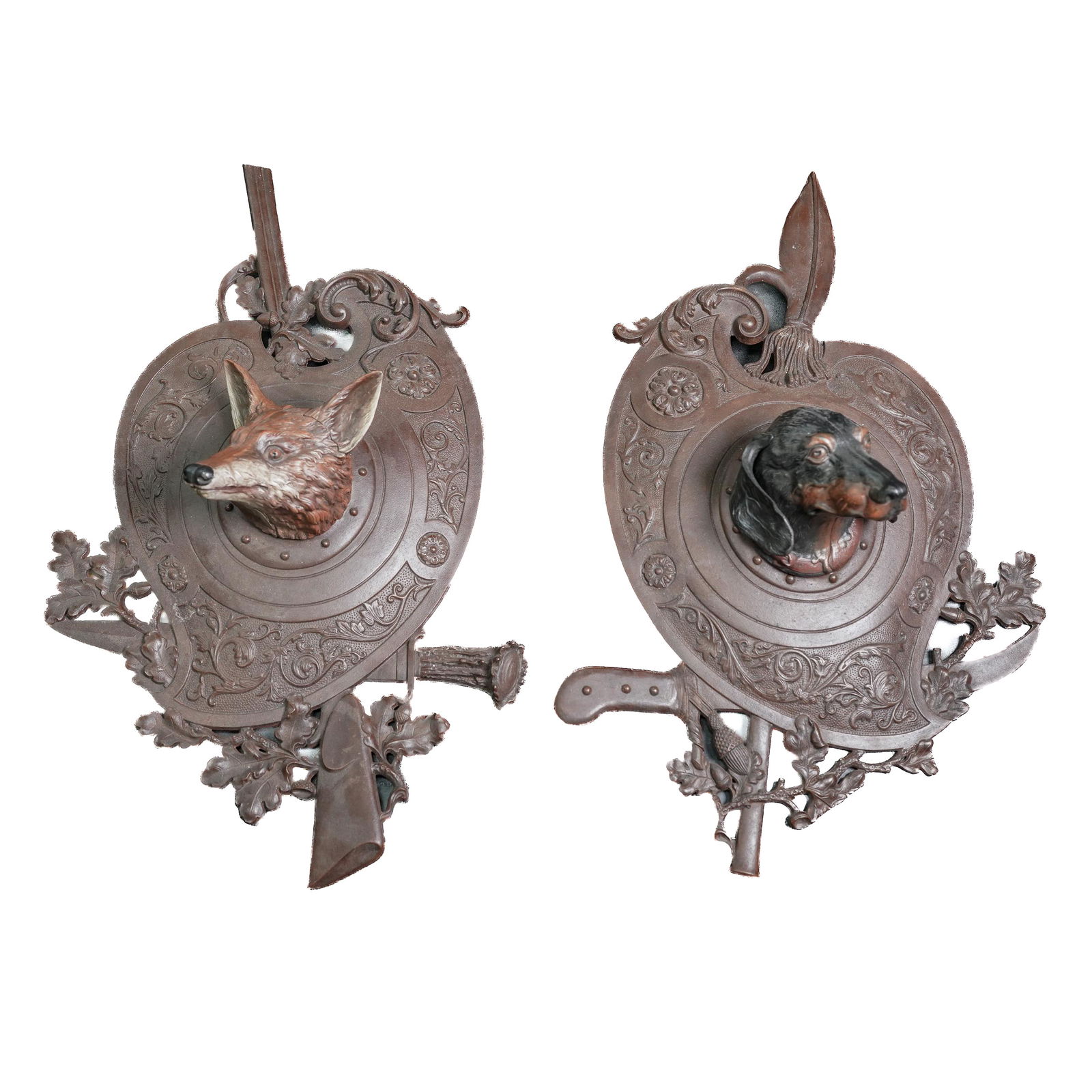 Pair of Figural Cast Iron Hunting Plaques (1 of 11)