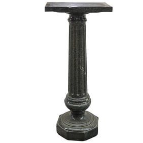 Large Serpentine Marble Neoclassical Column Pedestal