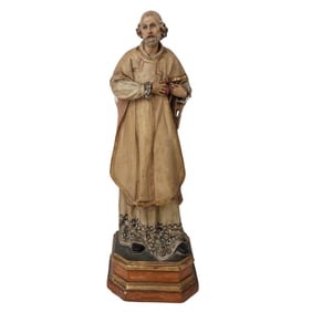 Antique Saint Philip Neri Polychrome Statue