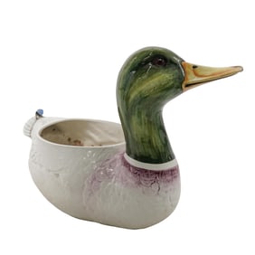 Large Majolica Pottery Mallard Duck Planter