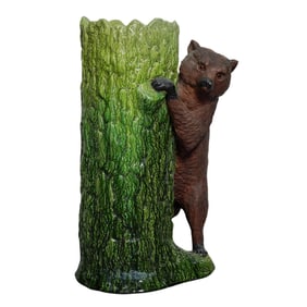 Bretby Art Pottery Forest Bear Majolica Umbrella Stand