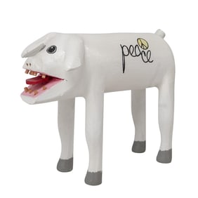 Larry Jacquez for Donald J Pliner (2008) Hand Painted Wooden Pig Figure