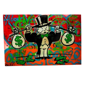 Alec Monopoly (American, b. 1986) Large Mixed Media on Canvas Work