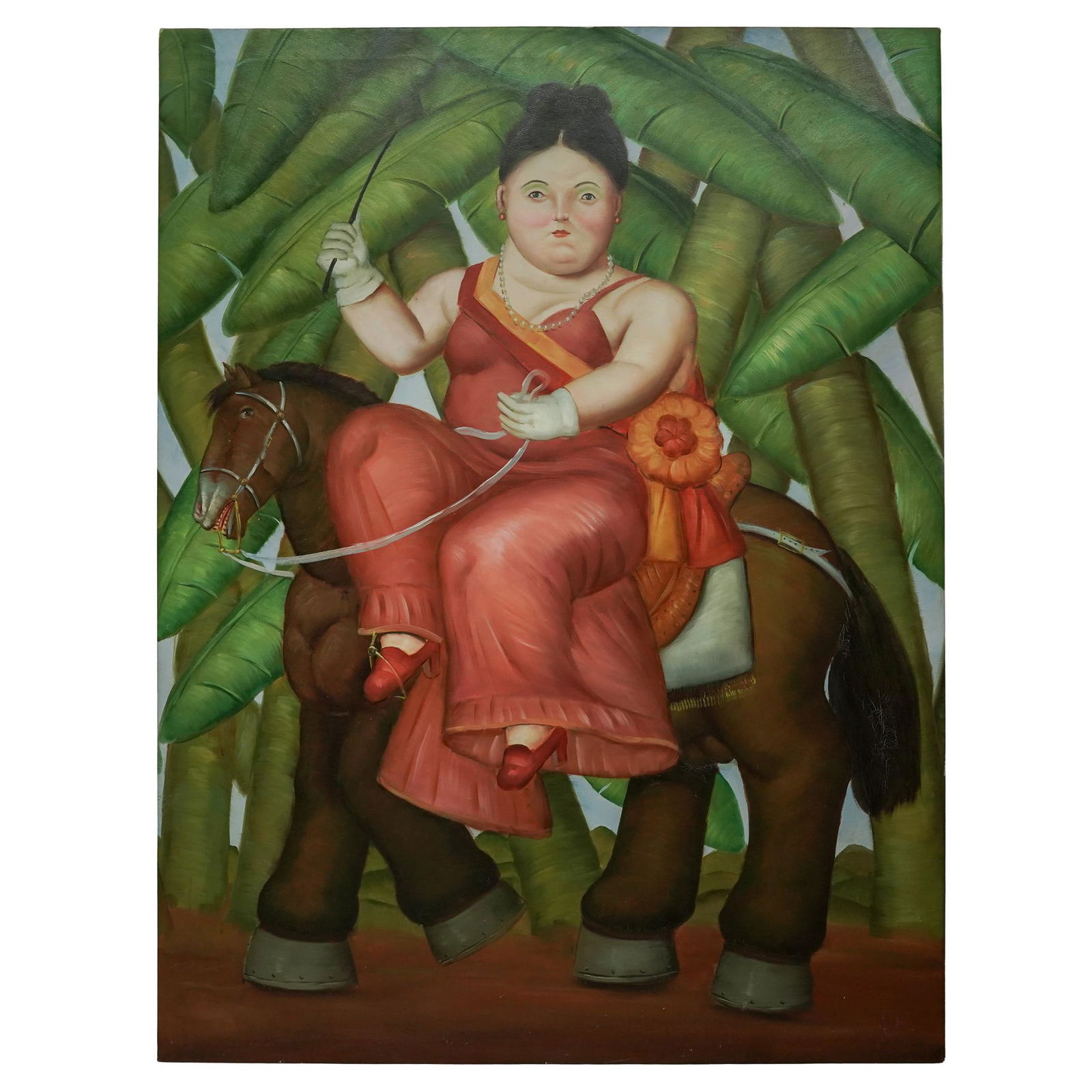 Botero Style Portrait Acrylic on Canvas Painting (1 of 2)