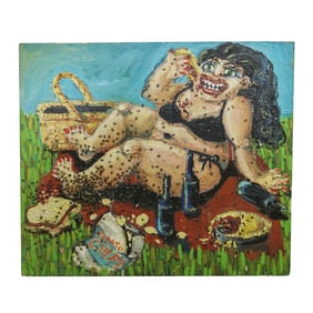 Mixed Media Impasto On Board "Ant Girl" Portrait