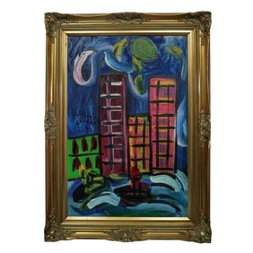 Peter Robert Keil (German, b. 1942) Neo-Expressionist Nocturne Scene Oil on Canvas