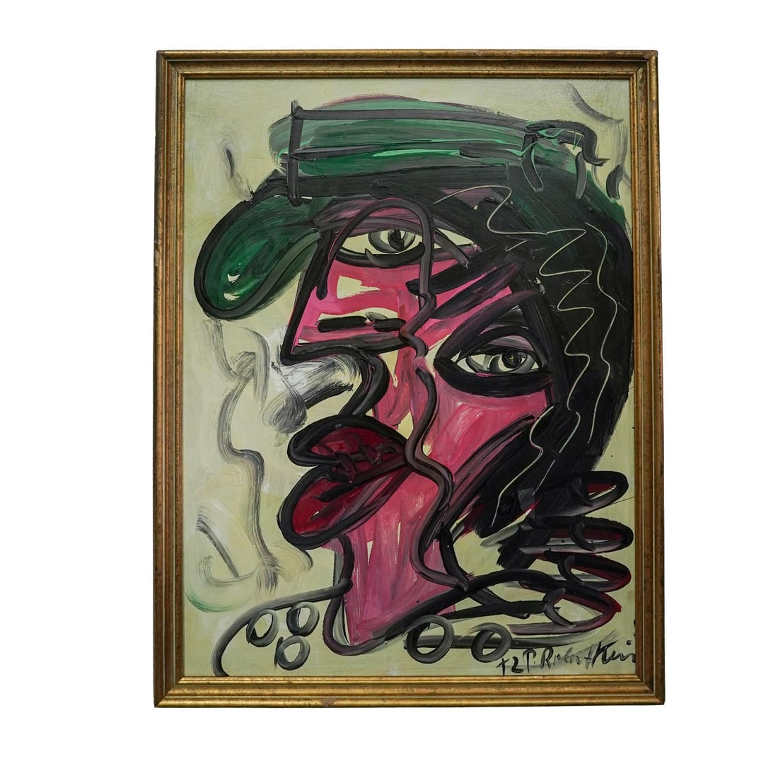 Peter Robert Keil (German, b. 1942) Neo-Expressionist Portrait Oil on Canvas (1 of 4)