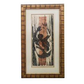 Claudine Paluzzi (American, 1931-2018) "Man Falling" LE Woodcut