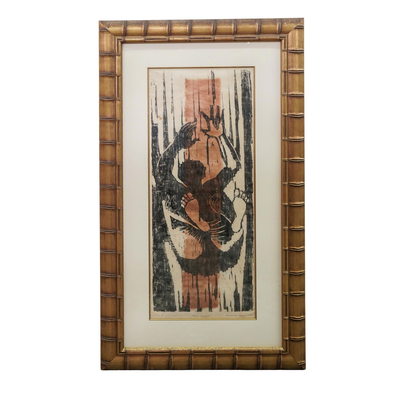 Claudine Paluzzi (American, 1931-2018) "Man Falling" LE Woodcut (1 of 6)