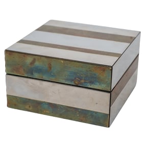 Paul Evans Style Cityscape Brass Chrome Hinged Box