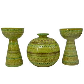(3pc) Vittoriano Bitossi Lime Green Glazed Group