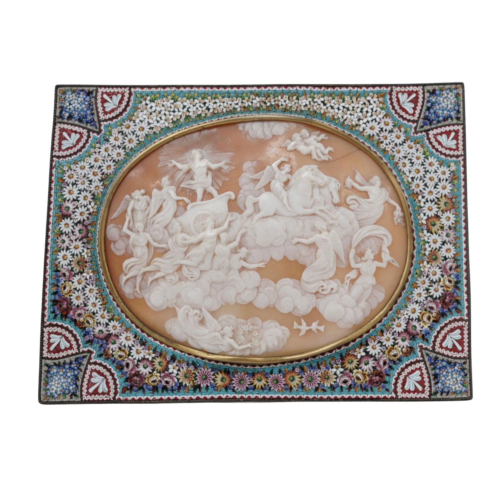Antique Carved Shell Neoclassical Cameo with Micro Mosaic Frame (1 of 5)