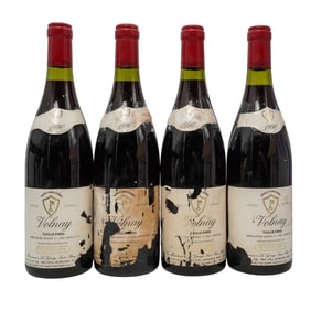 (4 pc) Vintage French Mommessin Volnay Premier Cru "Taille-pieds" Wine Bottles