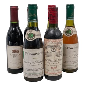 (6 pc) Vintage French / USA Collectible Wine Bottles