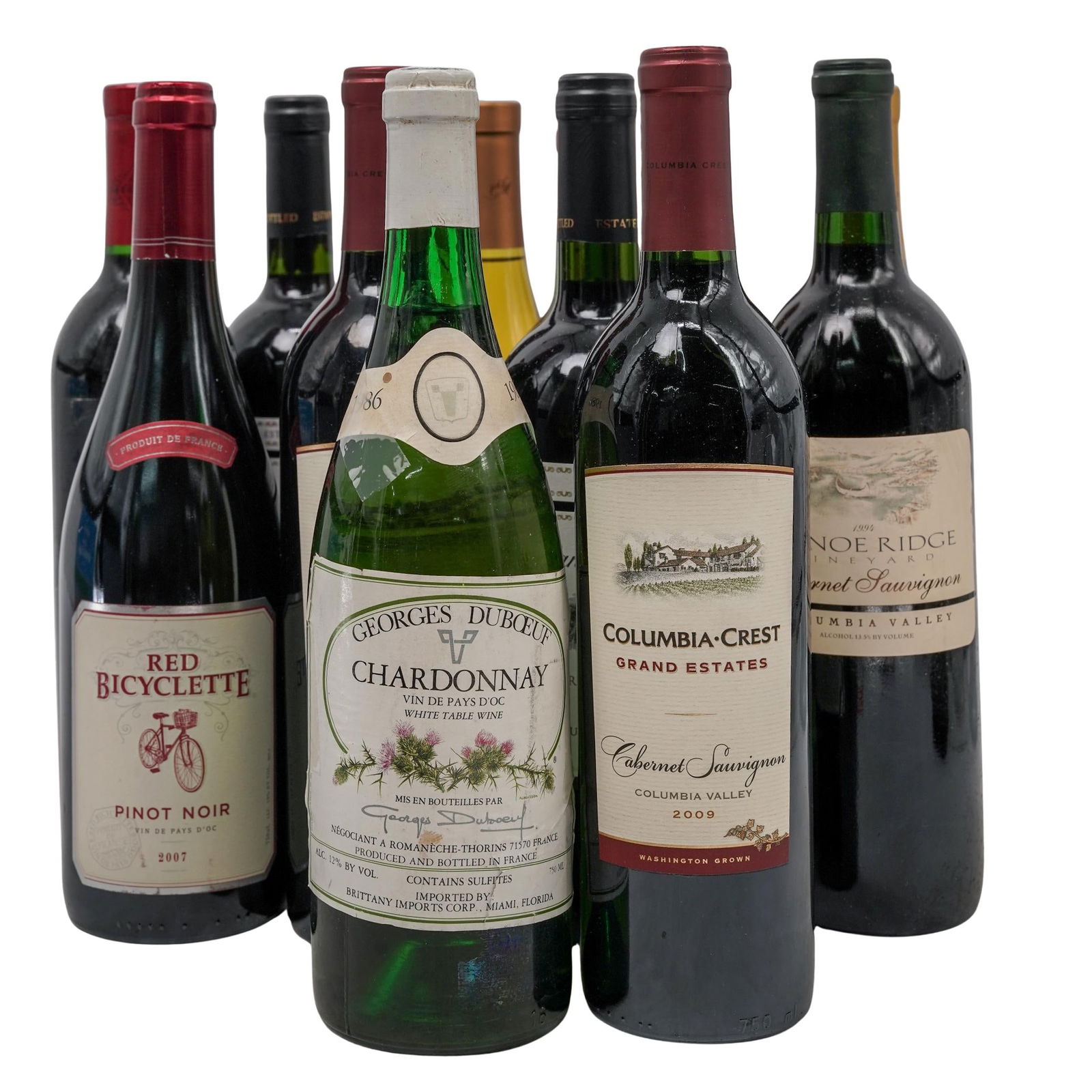 (13 pc) Vintage Bottles of Wine (France, USA, Chile): (13 pc) Vintage Bottles of Wine (France, USA, Chile)20th century, France, USA, Chile(13 pc) Lot of 13 Vintage bottles of wine France , USA, ChileLot includes:(1) Louis Eschener Lancillon Saint-Emilion