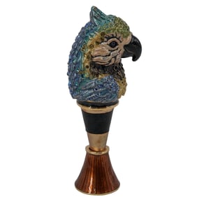 Jay Strongwater Enameled Bronze Parrot Wine Stopper