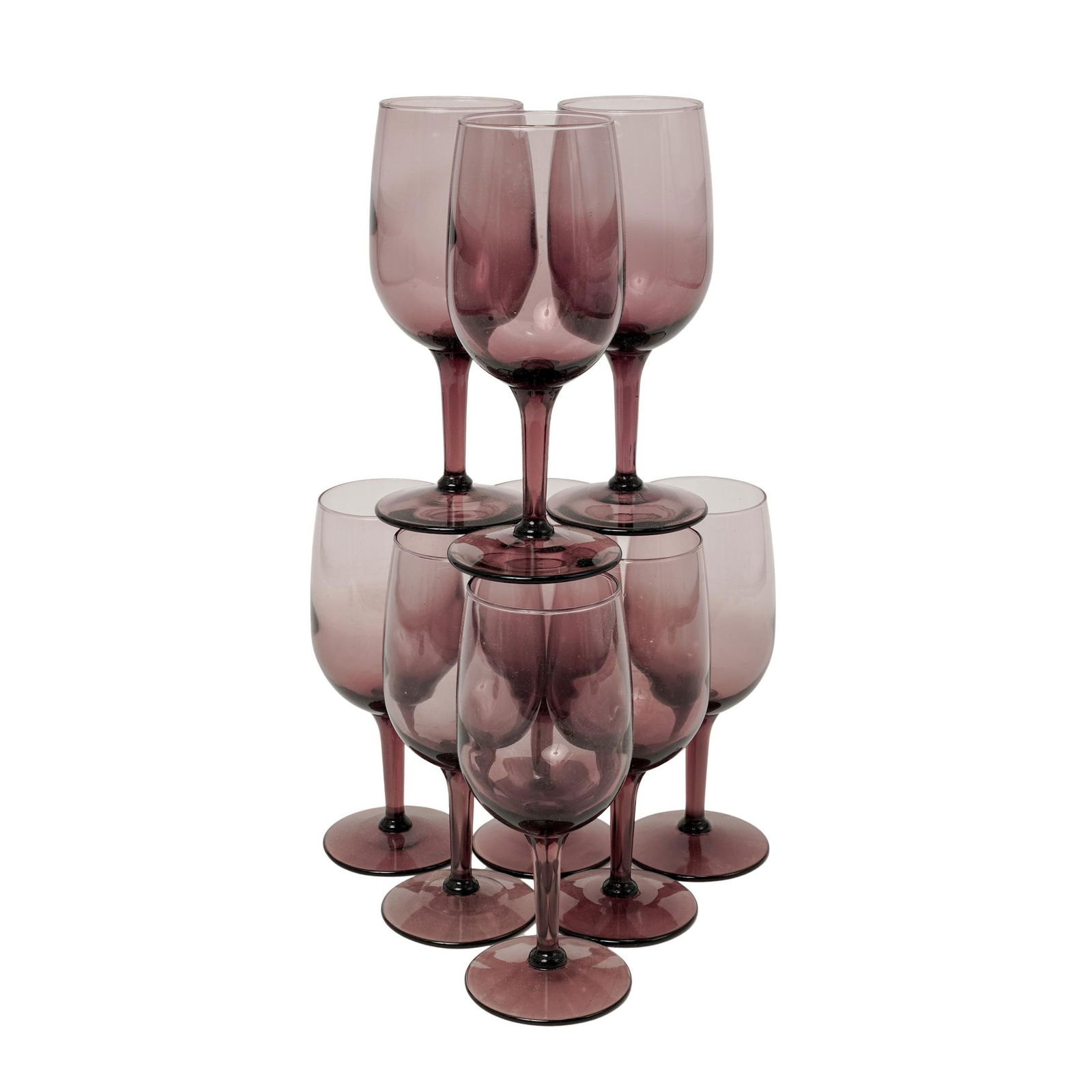 (9 Pc) Libbey Glass Co Amethyst Wine Glasses (1 of 5)