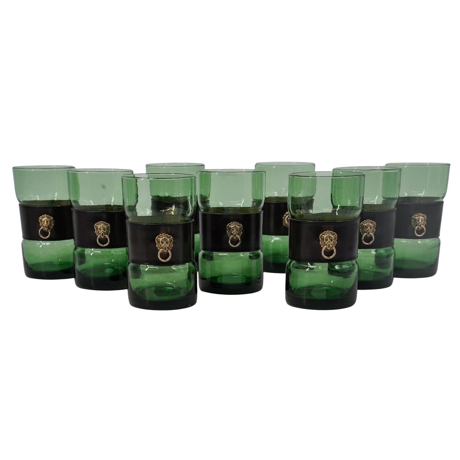 (9 pc) Mid Cent. Italian Glass & leather Wrap Tumblers (1 of 6)