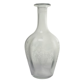 Vintage Etched Glass Floral Bird Decanter