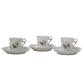 (6pc) Vintage Porcelain Haviland France Cup & Saucers Set