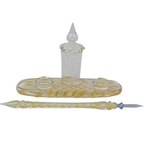 Vintage Murano Glass Dip Pen & Inkwell Set