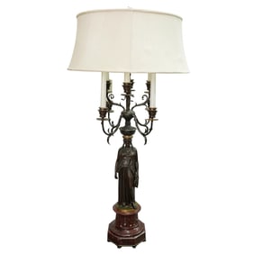 Antique Barbedienne Bronze Athenian Caryatid Neoclassical Table Lamp