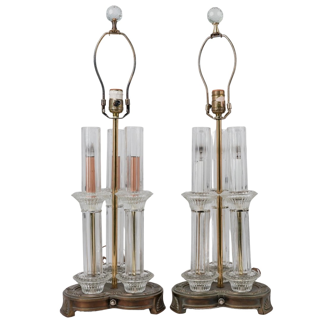 Pair of Hollywood Regency Bronze and Crystal Table Lamps (1 of 6)