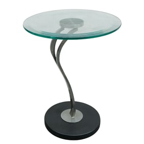 Contemporary Chrome and Glass Side Table