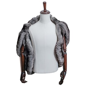 Vintage Gray & Black Chinchilla Fur Vest