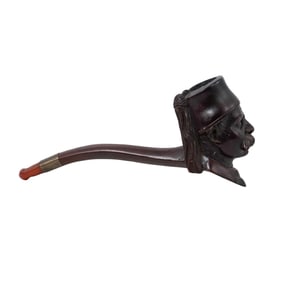 Antique French Carved Figural Briar Wood Smoking Pipe