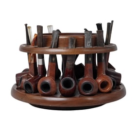 (19 Pc) GBD Tobacco Smoking Pipes & Carousel Stand