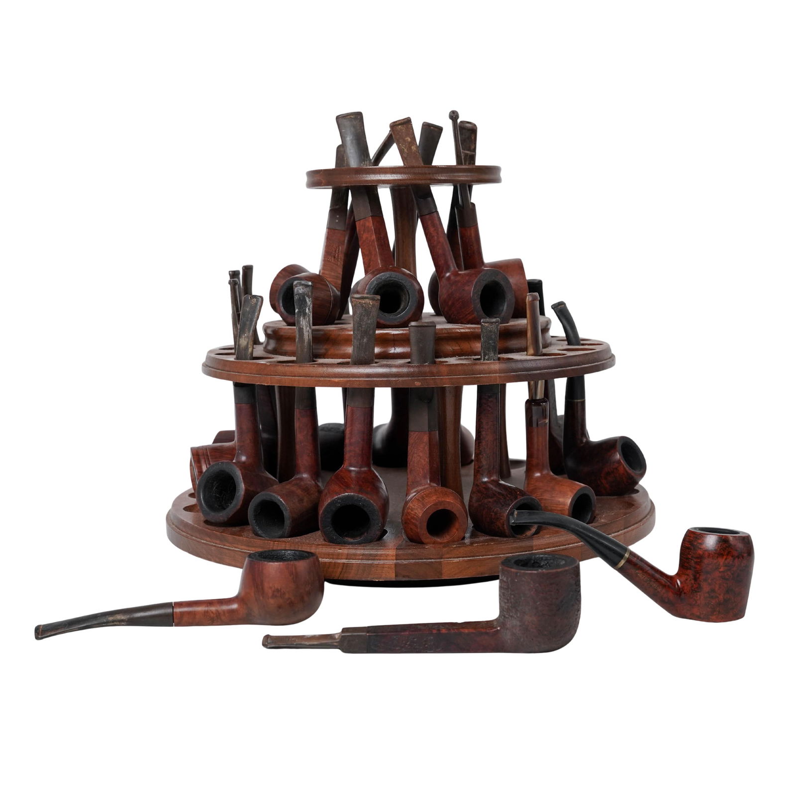 (25pc) Vintage Tobacco Smoking Pipes w/ Stand (1 of 12)