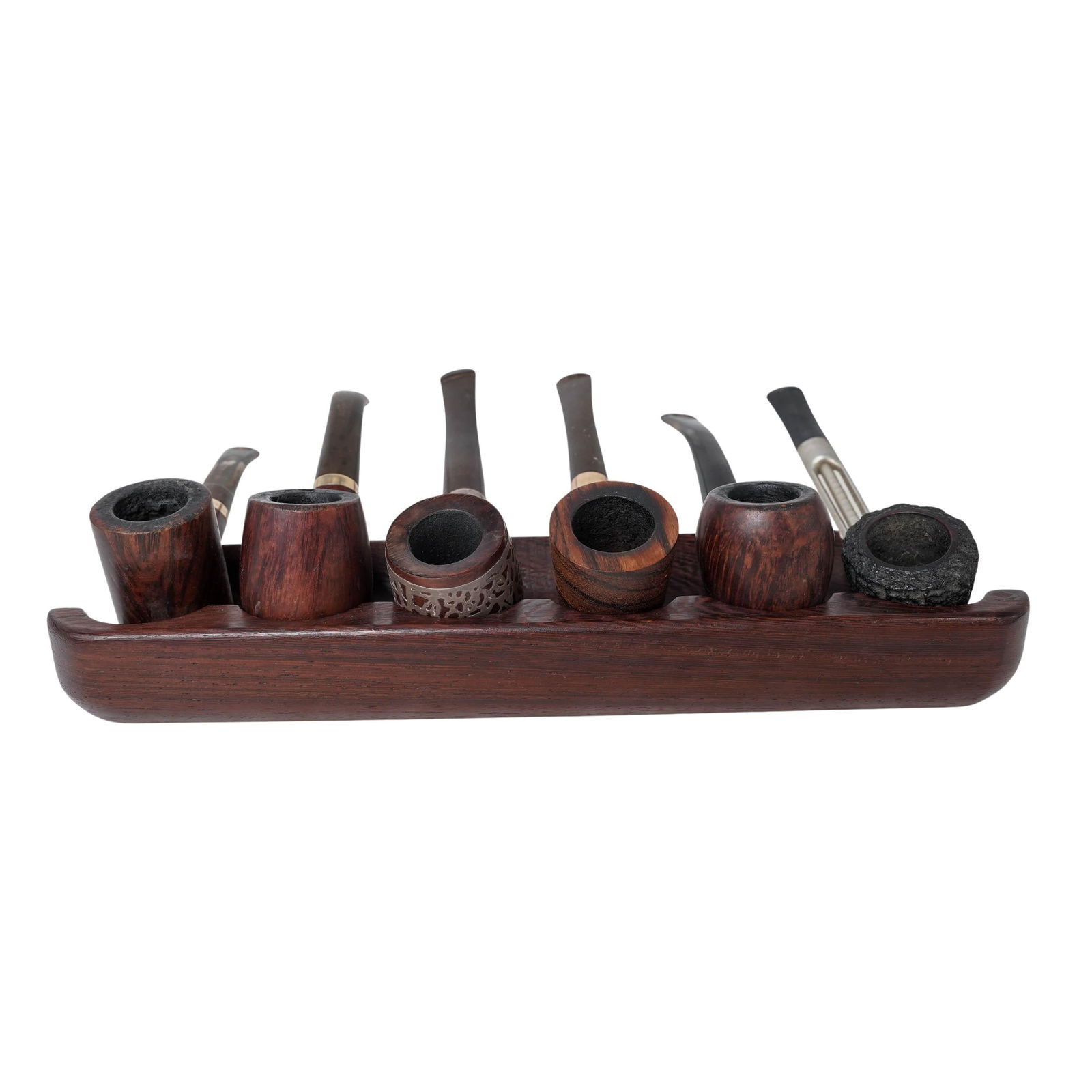 (7 Pc) Fine Sterling & 14K GF Smoking Pipes & Stand (1 of 12)