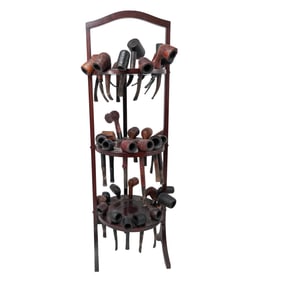 (37 Pc) Vintage Tobacco Smoking Pipes & Stand