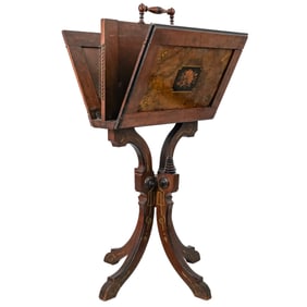 Victorian Wooden Marquetry Folio Sheet Music Stand