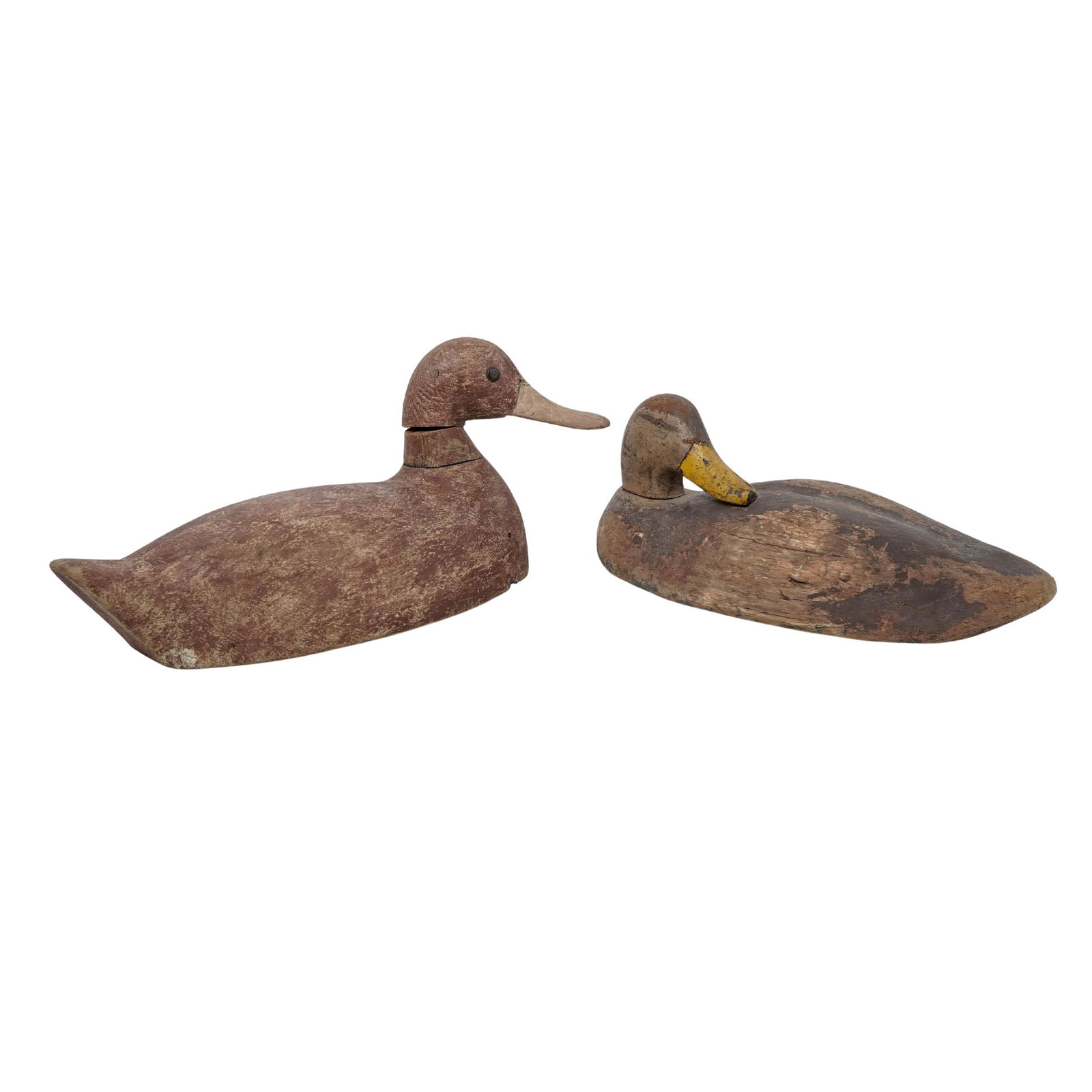 (2pc) Pair Hand Carved Wood Mallard Duck Decoys (1 of 5)