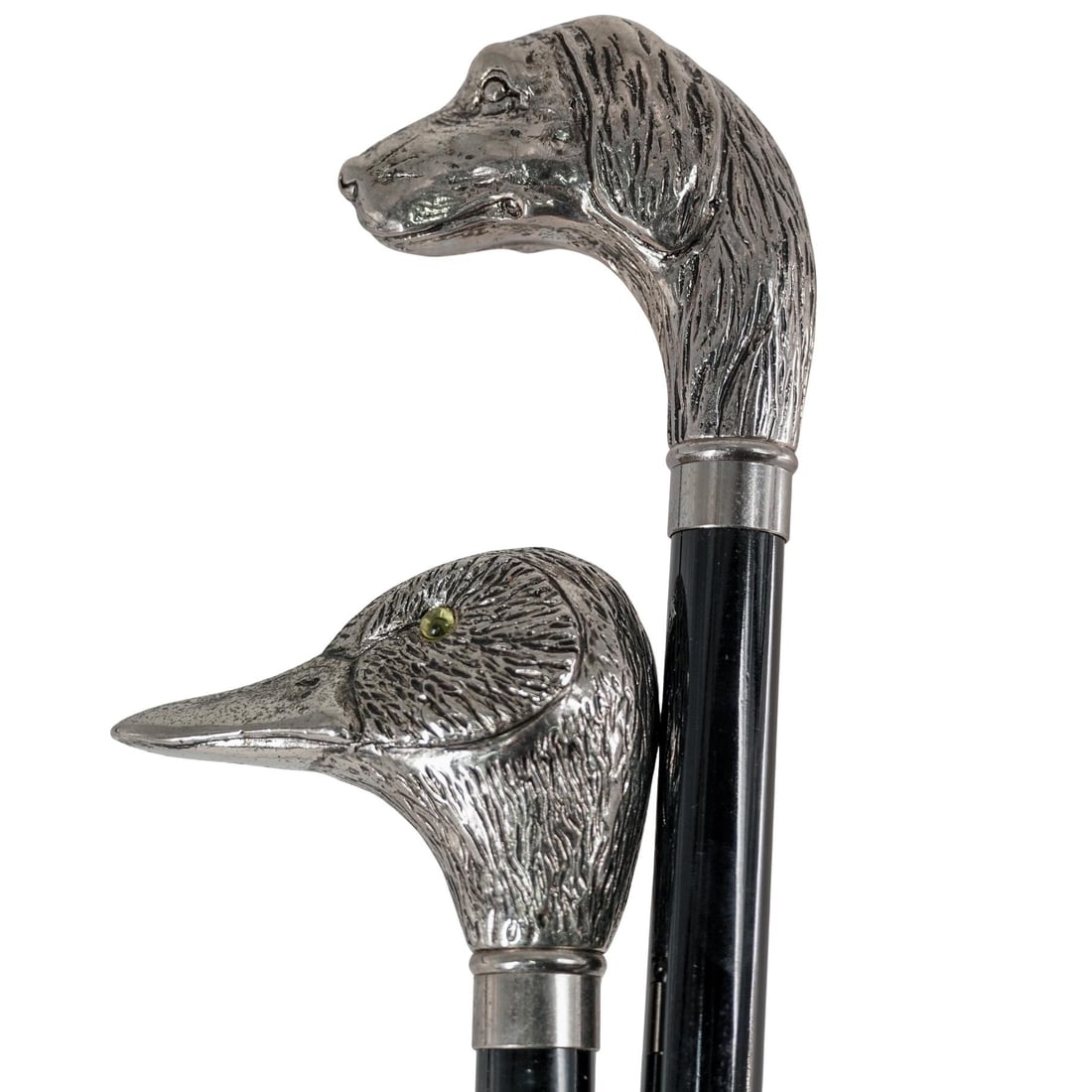 (2pc) Vintage Silvered Italian Figural Walking Sticks (1 of 4)